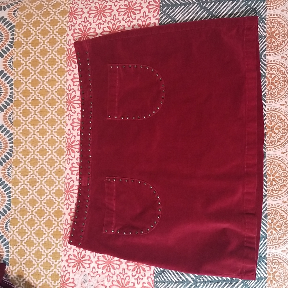 Burgundy suede mini skirt